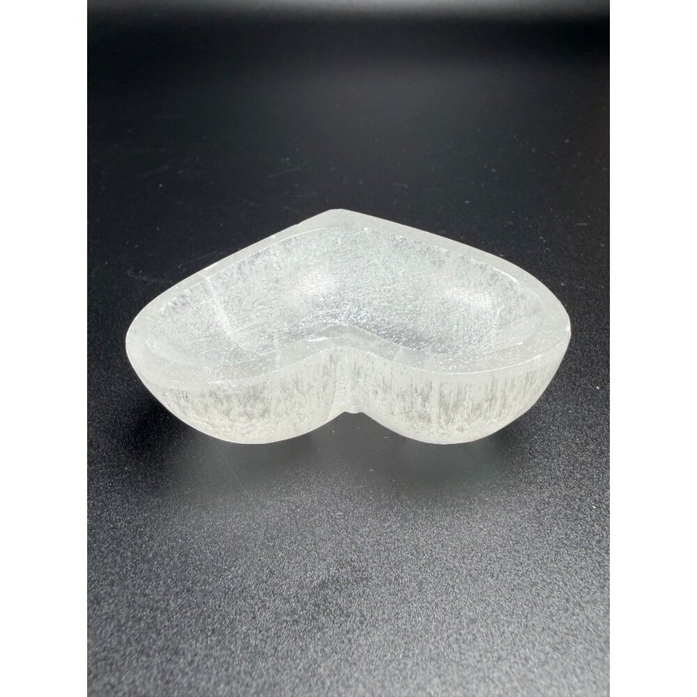 Natural Selenite Heart Charing Bowl Stone Healing Crystal Cleansing 2" 2.8oz - Picture 4 of 10